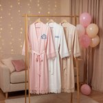Personalized Embroidered Monogram Satin Lace-Trim Robe Bridal Shower Bachelorette Party Gift for Bridal Bridesmaid