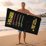 Personalised Best Dad In The Galaxy Lightsaber Oversized Quick Dry Beach Towel with Names Beach Party Birthday Father's Day Gift for Father