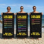 Personalised Best Dad In The Galaxy Lightsaber Oversized Quick Dry Beach Towel with Names Beach Party Birthday Father's Day Gift for Father