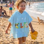 Personalized Summer Theme Doodle Name Quick Dry Hooded Beach Towel with Name Beach Pool Party Birthday Gift for Kids Family