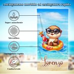 Telo mare oversize personalizzato con nome e disegno animali carini asciugatura rapida regalo per vacanze estive in piscina per ragazzi