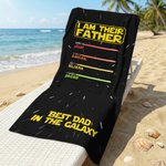 Personalised Best Dad In The Galaxy Lightsaber Oversized Quick Dry Beach Towel with Names Beach Party Birthday Father's Day Gift for Father