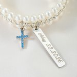 Henkilökohtainen Pearl Rhinestone Cross Bouquet Charm teksti Anniversary Bridal Shower häät lahja morsian