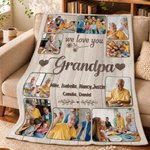Personalised 10 Family Photos Soft Throw Blanket with 1-8 Names and Text Home Decor Birthday Father's Day Gift for Dad Grandpa