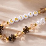Personalised Tiger-Eye Stone Shell Pearl Bead Phone Charm with Name Phone Accessories Birthday Gift for Friend