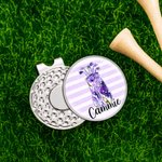 Personalised Striped Watercolour Golf Clubs Theme Ball Marker Magnetic Hat Clip with Name Sport Accessories Gift for Women Golf Lovers