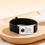 Personalised Medical Symbol Waterproof Medical Alert Bracelet with Engraved ID Name Tag and Magnetic Strap Daily Wear Travel Medical Gift for Patient