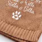 Personalized Embroidered Protected By Knitted Soft Cotton Baby Blanket with Name Baby Shower Birthday Gift for Newborns Kids