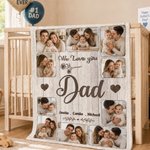 Personalised 10 Family Photos Soft Throw Blanket with 1-8 Names and Text Home Decor Birthday Father's Day Gift for Dad Grandpa