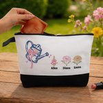 Personalised Embroidered Bow Watering Can Birth Flower Makeup Bag with Name Anniversary Thanksgiving Day Birthday Gift for Mom Woman