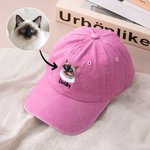 Casquette de base-ball 100 % coton personnalisée avec nom et portrait d'animal brodés - Cadeau d'anniversaire pour amoureux des animaux de compagnie