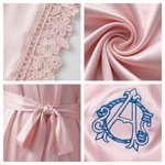 Personalized Embroidered Monogram Satin Lace-Trim Robe Bridal Shower Bachelorette Party Gift for Bridal Bridesmaid