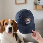 Casquette de base-ball 100 % coton personnalisée avec nom et portrait d'animal brodés - Cadeau d'anniversaire pour amoureux des animaux de compagnie
