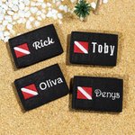 Personalized Embroidered Dive Flag Name BCD Identification Tag Game Day Team Dive Club Gift for Scuba Diver Scuba Instructor Ocean Enthusiast