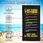 Personalised Best Dad In The Galaxy Lightsaber Oversized Quick Dry Beach Towel with Names Beach Party Birthday Father's Day Gift for Father
