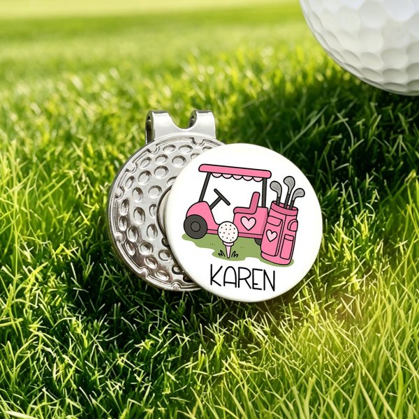 Personalised Golf Cart Golf Ball Marker Magnetic Hat Clip with Name Birthday Game Day Gift for Golf Player