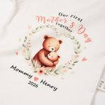 From My Arms to My Heart - Personalized Mom Baby Animal Floral Heart T-Shirt Bodysuit Matching Set First Mother’s Day Gift