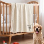 Personalized Embroidered Protected By Knitted Soft Cotton Baby Blanket with Name Baby Shower Birthday Gift for Newborns Kids