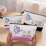 Personalised Embroidered Bow Watering Can Birth Flower Makeup Bag with Name Anniversary Thanksgiving Day Birthday Gift for Mom Woman