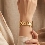 Personalised Multicolour Name Cuff Bracelet with 1-5 Font Style Daily Wear Birthday Anniversary Gift for Women Men