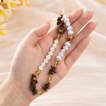Personalised Tiger-Eye Stone Shell Pearl Bead Phone Charm with Name Phone Accessories Birthday Gift for Friend