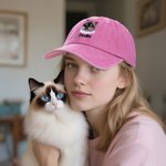 Casquette de base-ball 100 % coton personnalisée avec nom et portrait d'animal brodés - Cadeau d'anniversaire pour amoureux des animaux de compagnie