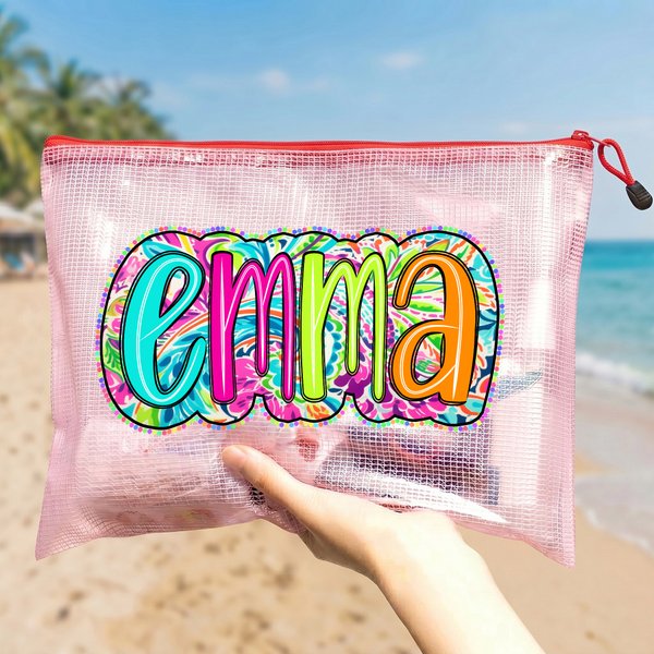 Personalised Fashionable Paisley Letter PVC Beach Bag with Name Daily Use Birthday Gift for Friends Family