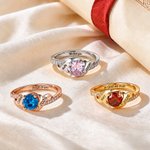 Personalized Birthstone Sterling Silver Ring with Engraved Name Year and Text Birthday Anniversary Graduation Gift for Graduates