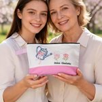 Personalised Embroidered Bow Watering Can Birth Flower Makeup Bag with Name Anniversary Thanksgiving Day Birthday Gift for Mom Woman