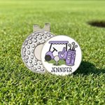 Personalised Golf Cart Golf Ball Marker Magnetic Hat Clip with Name Birthday Game Day Gift for Golf Player