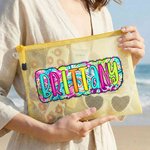 Personalised Fashionable Paisley Letter PVC Beach Bag with Name Daily Use Birthday Gift for Friends Family