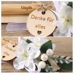 Personalisierte getrocknete Blume hölzerne Kugelschreiber Set mit eingraviertem Text und Runde Tag Hochzeit Jahrestag Geburtstag Geschenk für Freund Brautjungfer