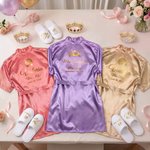 Personalised Mis Quince Sweet 15 Robe Slippers Crown Set with Name and Date Birthday Quinceanera Gift for Girls Daughters Friends