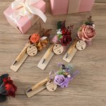 Personalisierte getrocknete Blume hölzerne Kugelschreiber Set mit eingraviertem Text und Runde Tag Hochzeit Jahrestag Geburtstag Geschenk für Freund Brautjungfer
