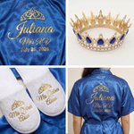 Personalised Mis Quince Sweet 15 Robe Slippers Crown Set with Name and Date Birthday Quinceanera Gift for Girls Daughters Friends