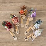 Personalisierte getrocknete Blume hölzerne Kugelschreiber Set mit eingraviertem Text und Runde Tag Hochzeit Jahrestag Geburtstag Geschenk für Freund Brautjungfer