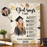 Personalized Graduation Portrait Bible Verse Large Canvas Prints with Name Home Decor Graduation Gift for Graduates