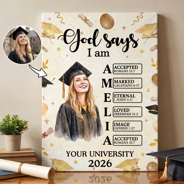 Personalized Graduation Portrait Bible Verse Large Canvas Prints with Name Home Decor Graduation Gift for Graduates