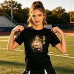 Personalised Multicolor Lightning 1-3 Photos Black T-shirt Sweatshirt Hoodie with Name and Number Sports Event Birthday Gift for Sport Lover