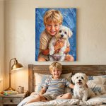 Personalised Modern Painting Texture Style Pet Photo Canvas Prints with Name Warm and Hanging Kit Minimalist Home Decor Birthday Gift for Pet Lovers
