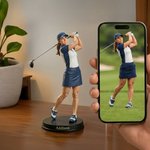 Personalized Photo into 3D Golf Character Figurine Ornament with Text Desktop Decor Birthday Team Gift for Golf Lovers