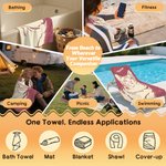 Personalizzato Doodle Art Pet Portrait Asciugamano da spiaggia sovradimensionato e morbido ad asciugatura rapida con nome Compleanno Regalo di viaggio estivo per i proprietari di animali domestici