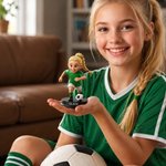 Personalized Cartoon Soccer Kids Photo Figurine Ornament with Name Desk Decor Team Birthday Gift for Boys Soccer Lovers