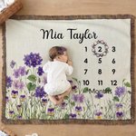 Henkilökohtainen Syntymä Kukka Tupsu Pehmeä heittää peitto nimi ja päivämäärä Home Decor Baby Shower syntymäpäivälahja vastasyntyneelle uusi äiti
