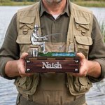 Personalized 3D Fishing Figurine with Name Office Desk Decoration Birthday Father's Day Gift for Fisherman Dad Man