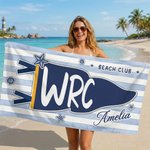 Personalised Pennant Quick Dry Oversized Beach Towel with School Name and Name Travel Essentials Beach Party Graduation Gift for Friends Graduates