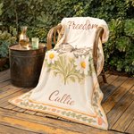 Personalised Watercolor Birth Flower Butterfly Soft Throw Blanket with Title and Name Home Decor Daily Use Birthday Gift for Girl Woman