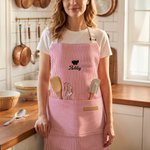 Personalized Embroidered Baking Element Adjustable Striped Apron with Name and Pocket Kitchen Accessory Birthday Gift for Women Cooking Lovers