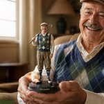 Personalized Photo into 3D Golf Character Figurine Ornament with Text Desktop Decor Birthday Team Gift for Golf Lovers