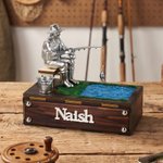 Personalized 3D Fishing Figurine with Name Office Desk Decoration Birthday Father's Day Gift for Fisherman Dad Man